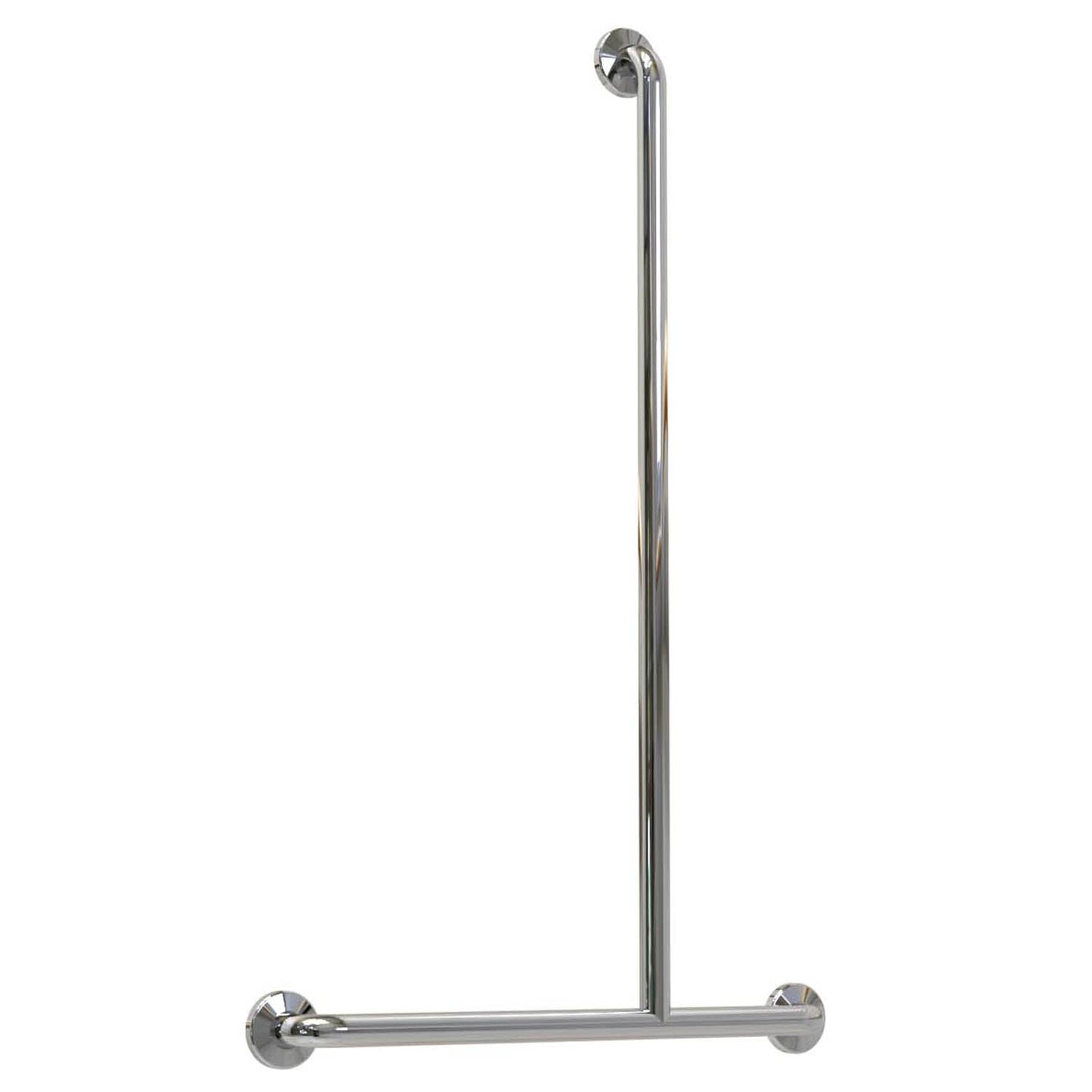 RH 660mm  Surface Mounted Grab Rail With Smooth Cover Plate  - RH 660mm x 1100mm - Bright Polished