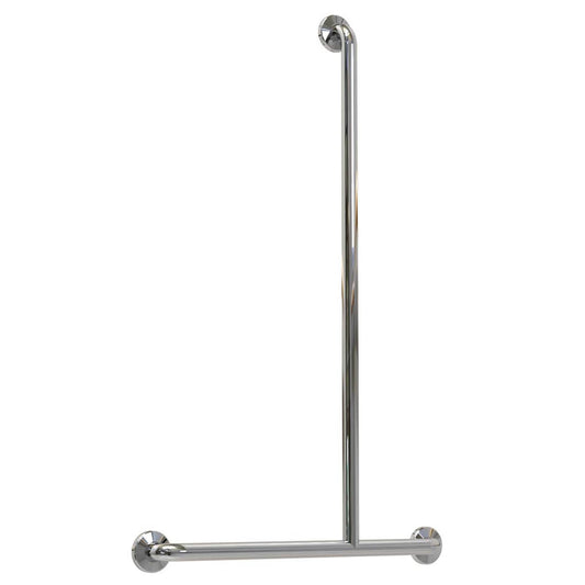 RH 660mm  Surface Mounted Grab Rail With Smooth Cover Plate  - RH 660mm x 1100mm - Bright Polished