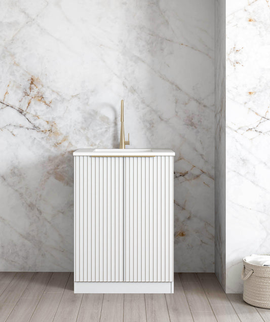 Mini Laundry 650mm Noosa White with Natural Carrara Marble Top