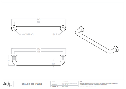 Stirling Handle 128 cc Brushed Gunmetal