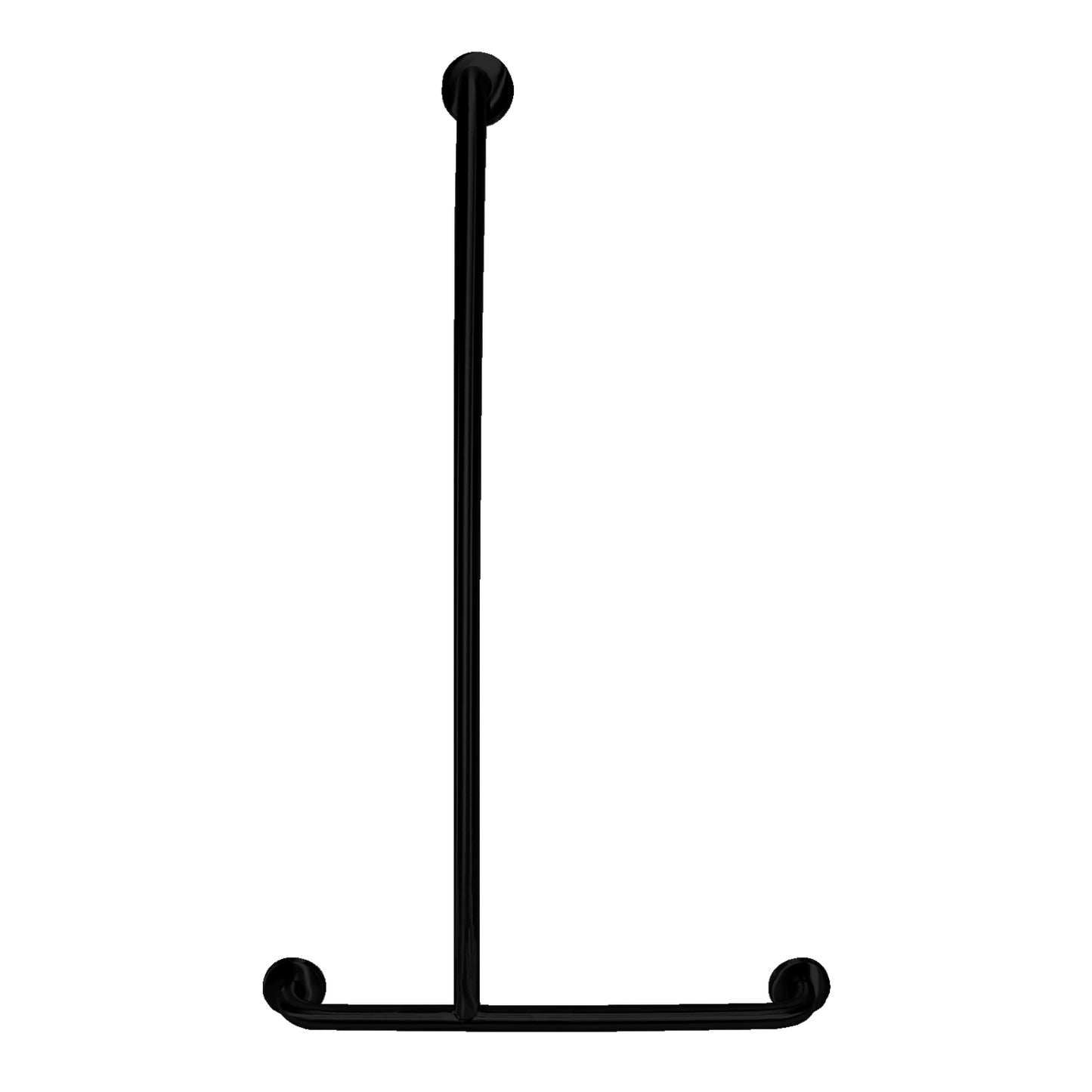 LH 660mm  Surface Mounted 32mm Shower Grab Rail Powder Coated - LH 660mm x 1100mm - Matte Black