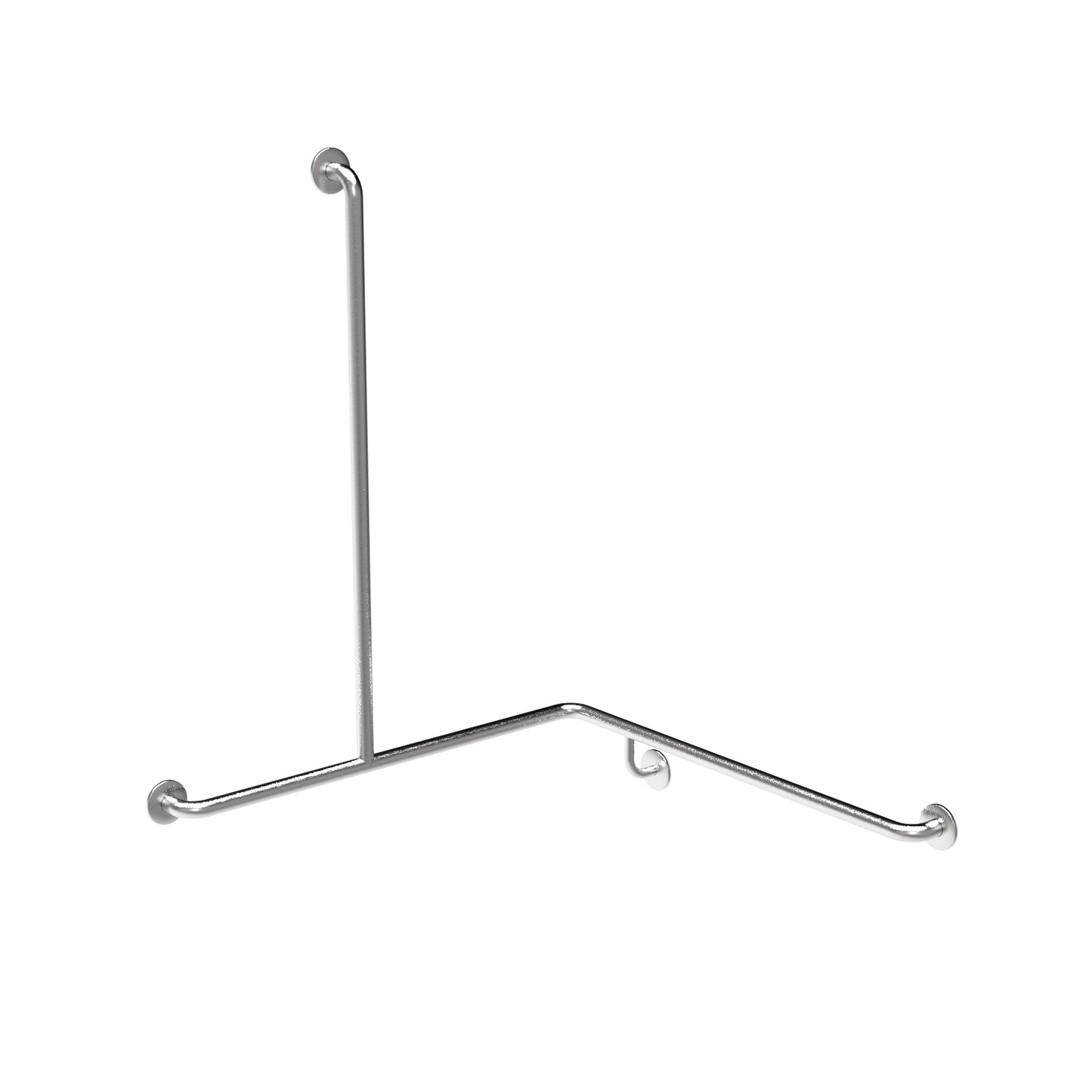 RH 900  Surface Mounted 32mm Shower Corner Grab Bar with Vertical Rail - RH 900 x 900 x 1100 - Satin
