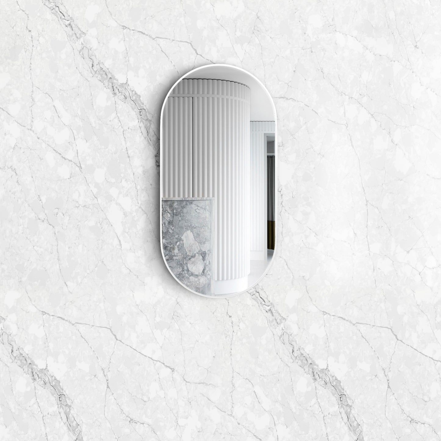 Noosa 900x450 White Metal Frame Tuffi Mirror