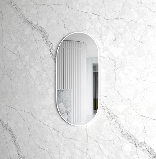 Noosa 900x450 White Metal Frame Tuffi Mirror