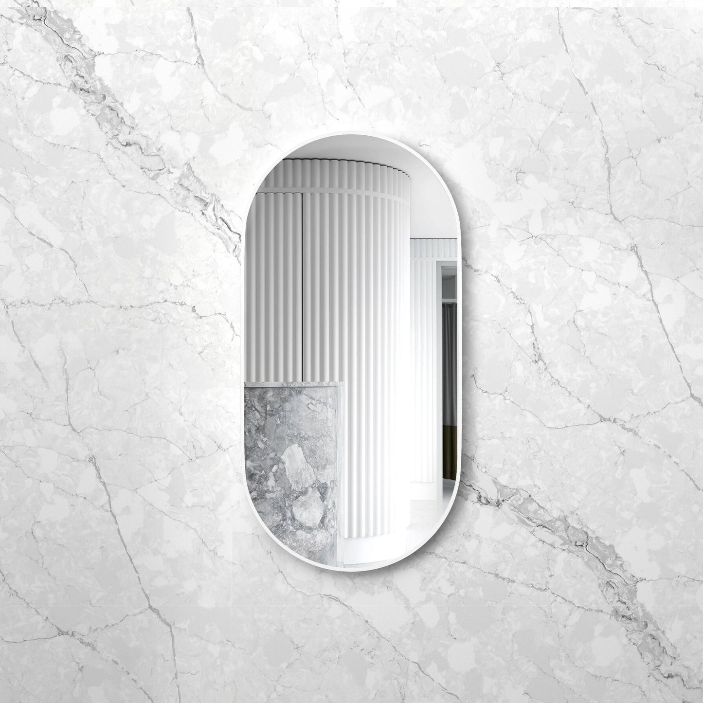 Noosa 1200x600 White Metal Frame Mirror