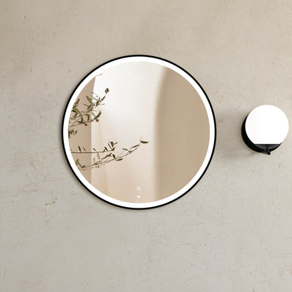LED Bondi 800mm Black Metal Round Frame Mirror