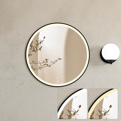 LED Bondi 800mm Black Metal Round Frame Mirror