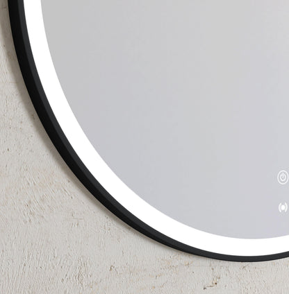 LED Bondi 800mm Black Metal Round Frame Mirror