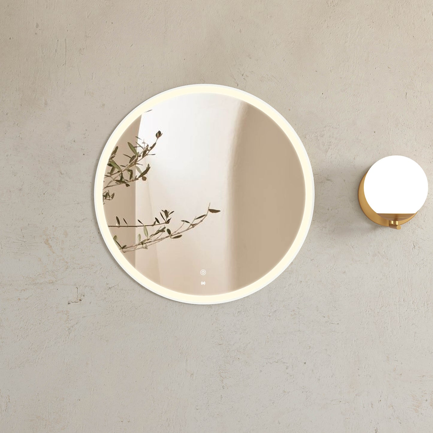 LED Bondi 800mm White Metal Round Frame Mirror