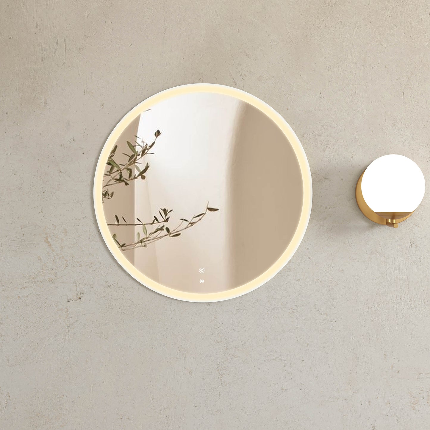 LED Bondi 800mm White Metal Round Frame Mirror