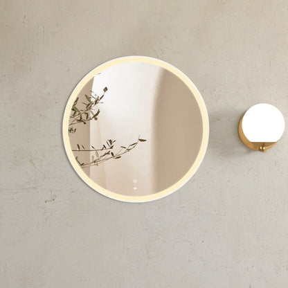 LED Bondi 800mm White Metal Round Frame Mirror