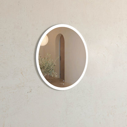 LED Bondi 800mm White Metal Round Frame Mirror