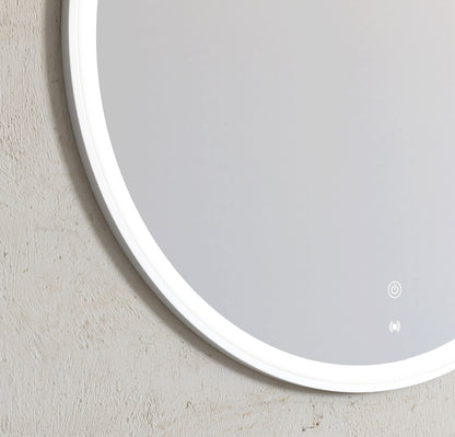 LED Bondi 800mm White Metal Round Frame Mirror