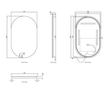 LED Noosa 1200x750 Frameless Mirror