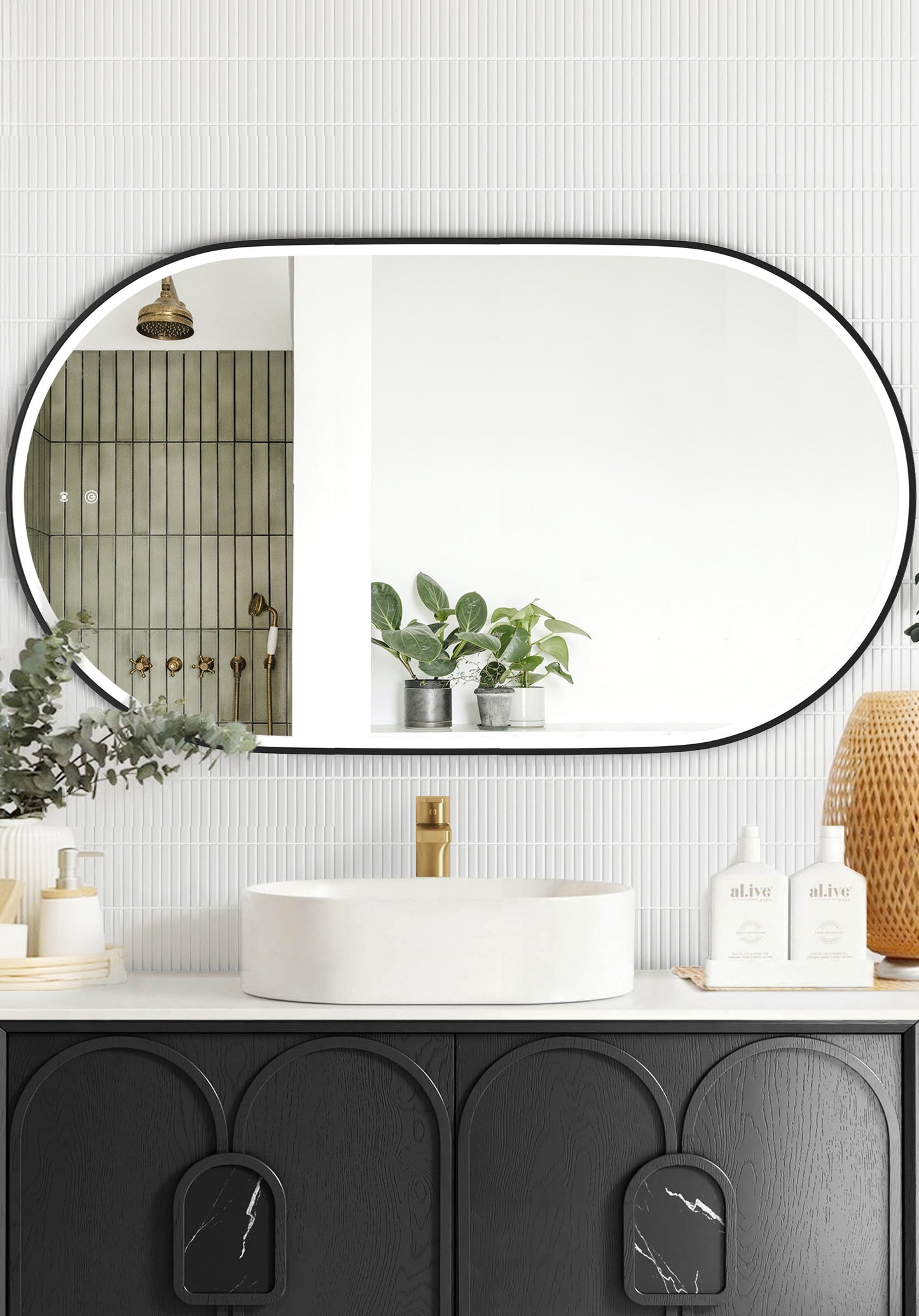 LED Noosa 1200x750 Black Metal Frame Mirror