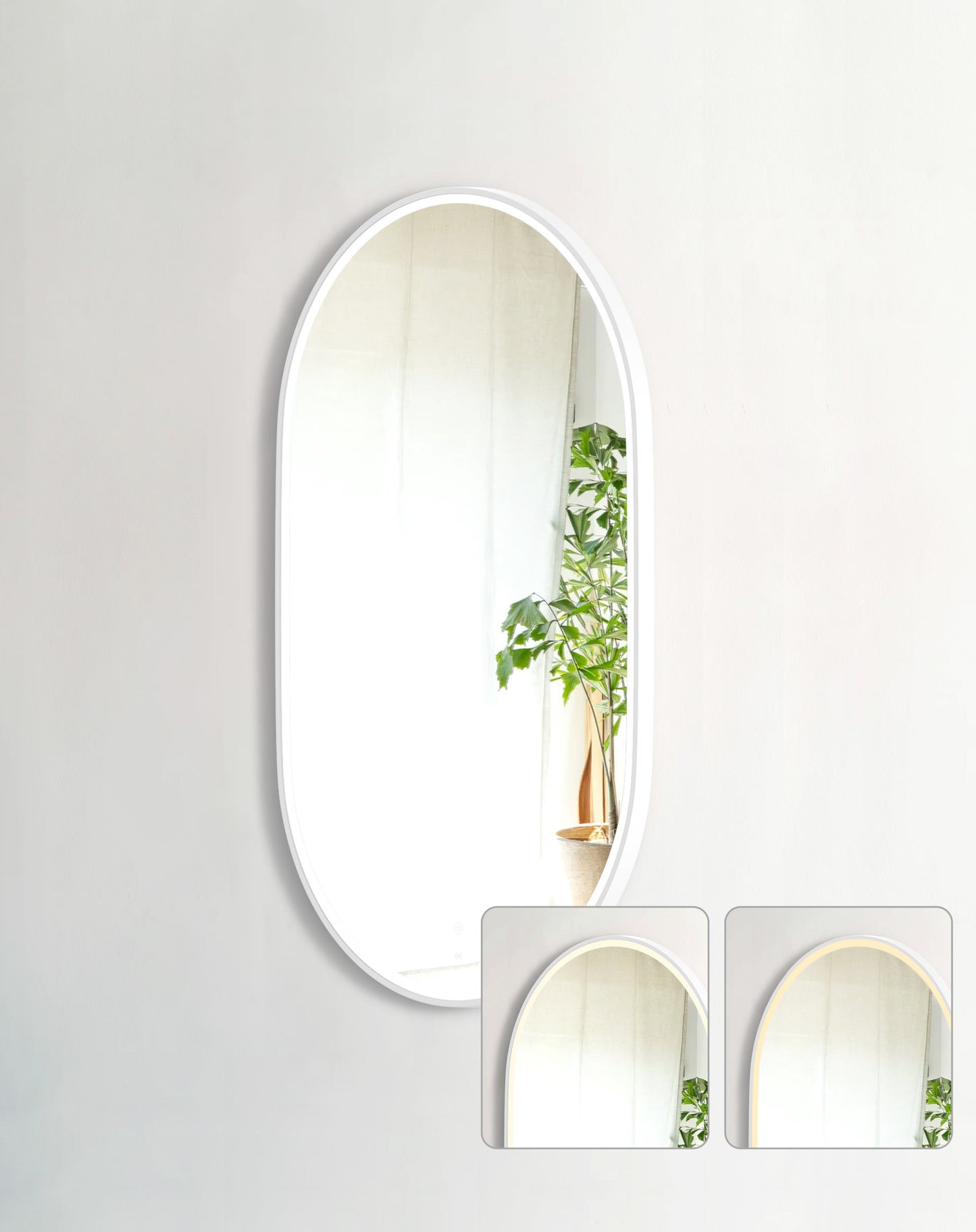 LED Noosa 1200x750 White Metal Frame Mirror