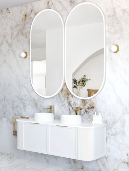 LED Noosa 1500x750 White Metal Frame Mirror