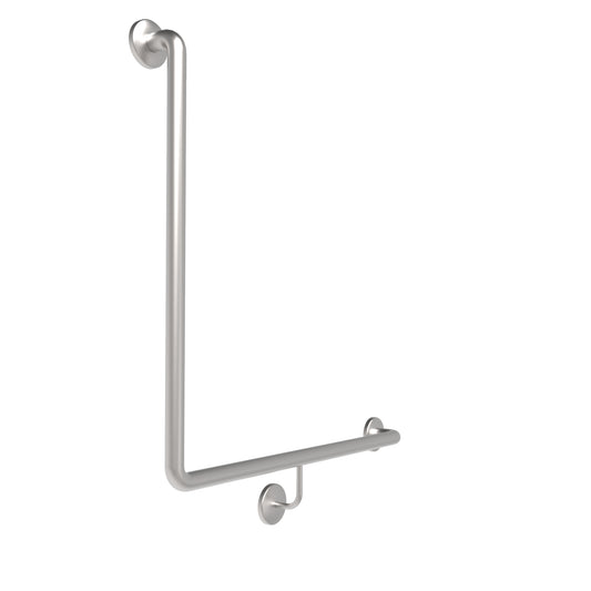 750mm Surface Mounted 32mm Grab Rail 90 Degree - 750mm x750mm RH - Satin Stainless