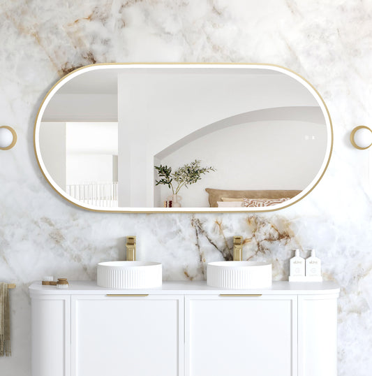 LED Noosa 1500x750 Gold Metal Frame Mirror