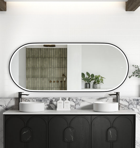 LED Noosa 1800x750 Black Metal Frame Mirror