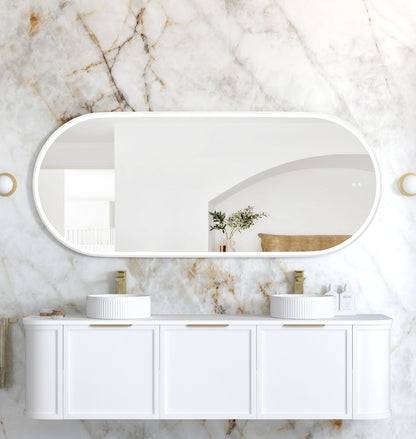 LED Noosa 1800x750 White Metal Frame Mirror