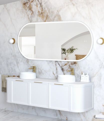 LED Noosa 1800x750 White Metal Frame Mirror