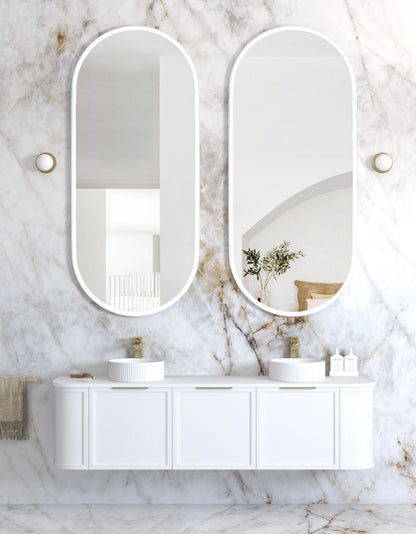 LED Noosa 1800x750 White Metal Frame Mirror