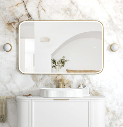LED Newport 1200x750 Gold Metal Frame Mirror