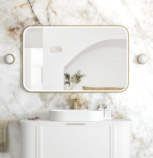 LED Newport 1200x750 Gold Metal Frame Mirror