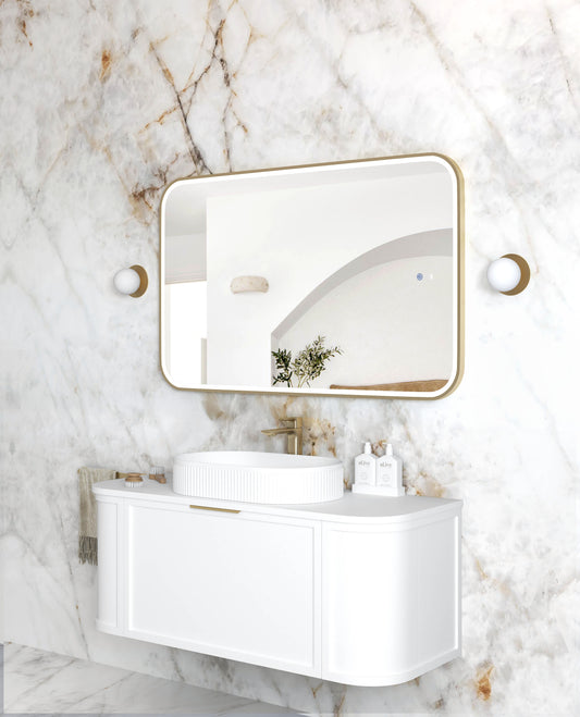 LED Newport 1200x750 Gold Metal Frame Mirror