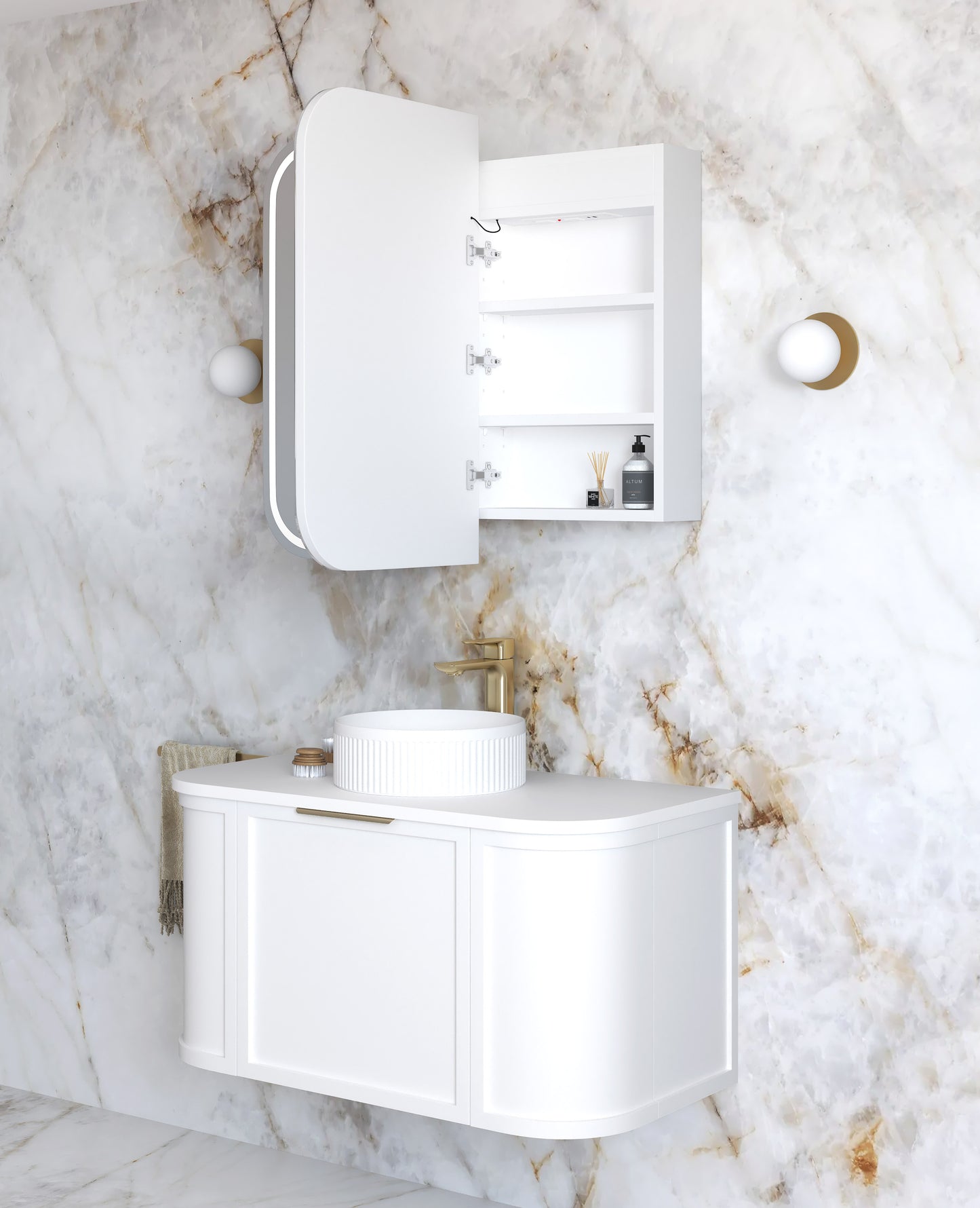 LED Newport 900x750 White Shaving Cabinet - Premium Edition