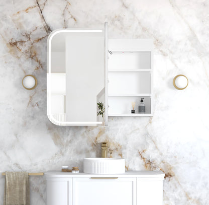 LED Newport 900x750 White Shaving Cabinet - Premium Edition