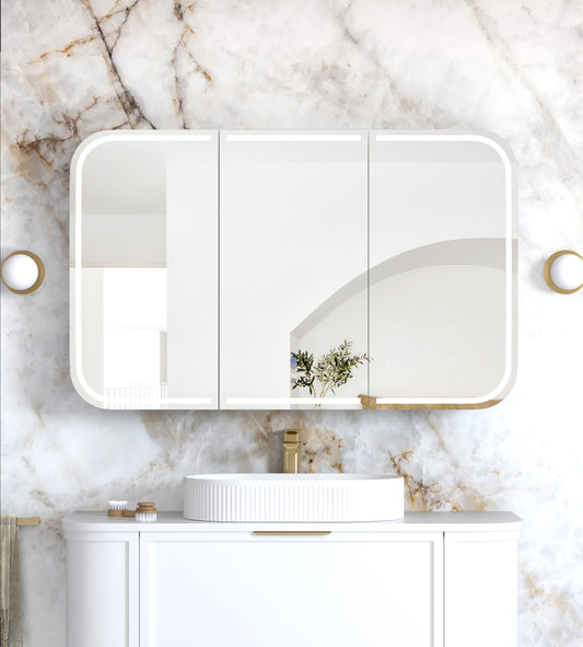 LED Newport 1200x750 White Shaving Cabinet - Premium Edition