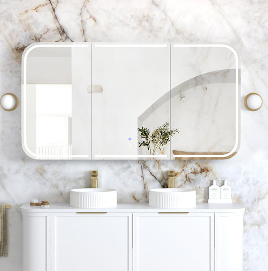 LED Newport 1500x750 White Shaving Cabinet - Premium Edition