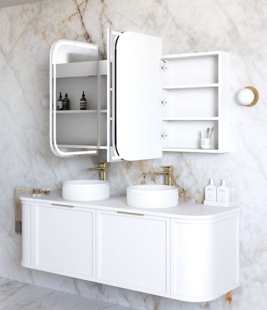 LED Newport 1500x750 White Shaving Cabinet - Premium Edition