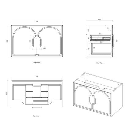 Laguna Mk II 900mm Natural Woodland Oak Wall Hung Cabinet Only
