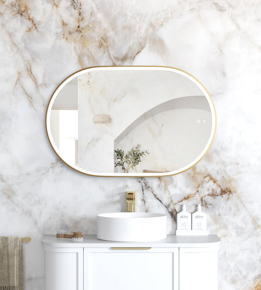LED Noosa 900x600 Gold Metal Frame Mirror