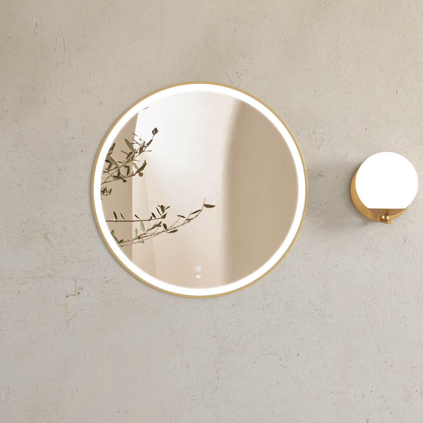LED Bondi 800mm Gold Metal Round Frame Mirror