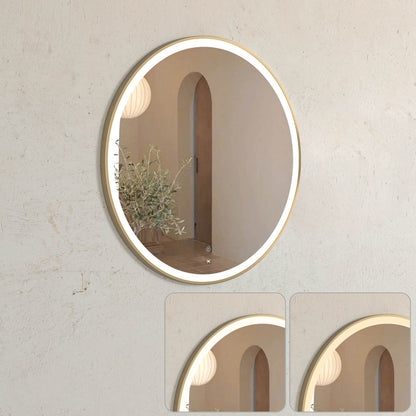LED Bondi 800mm Gold Metal Round Frame Mirror