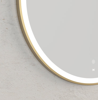 LED Bondi 800mm Gold Metal Round Frame Mirror