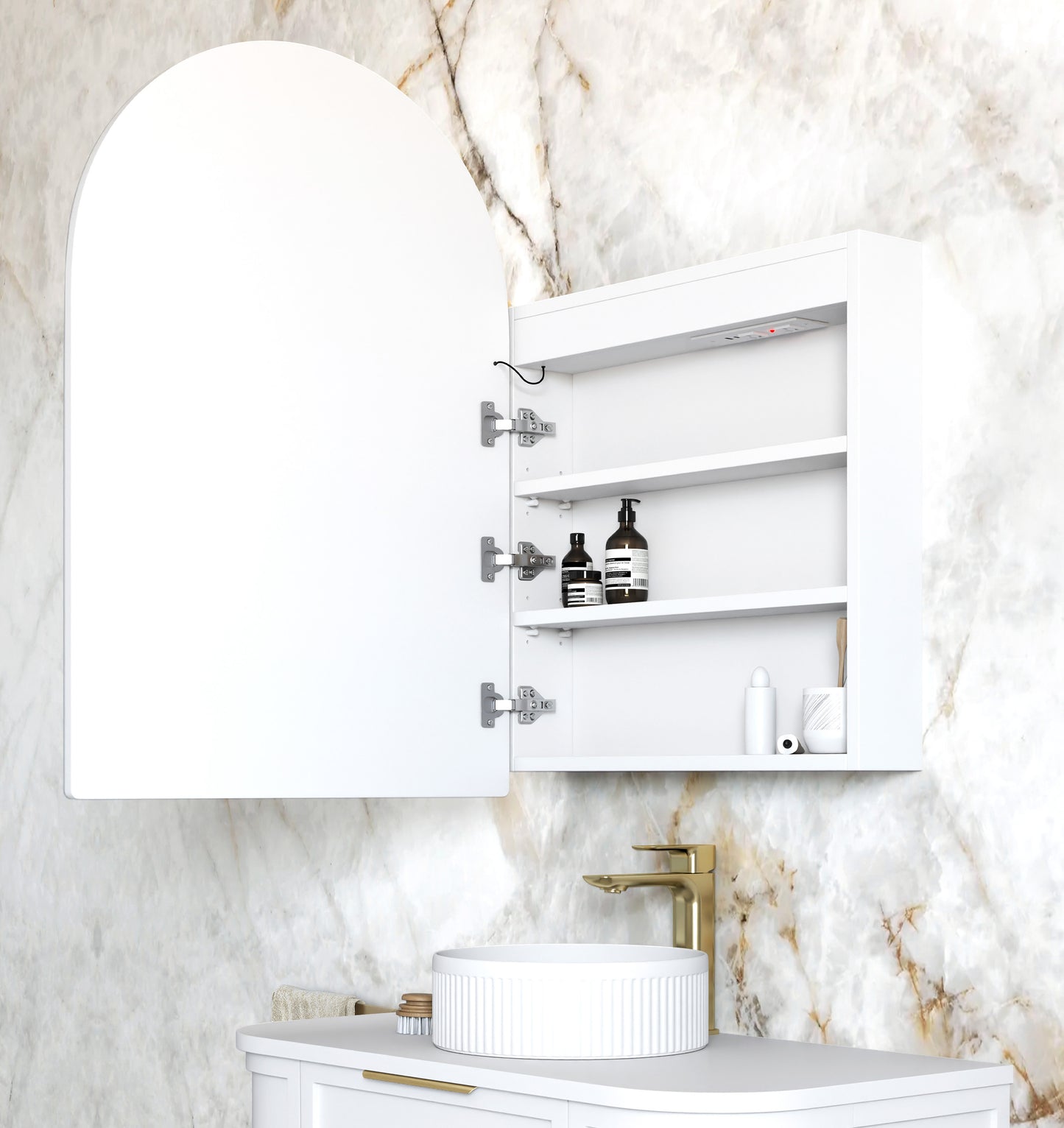 LED Archie 900x600 White Shaving Cabinet