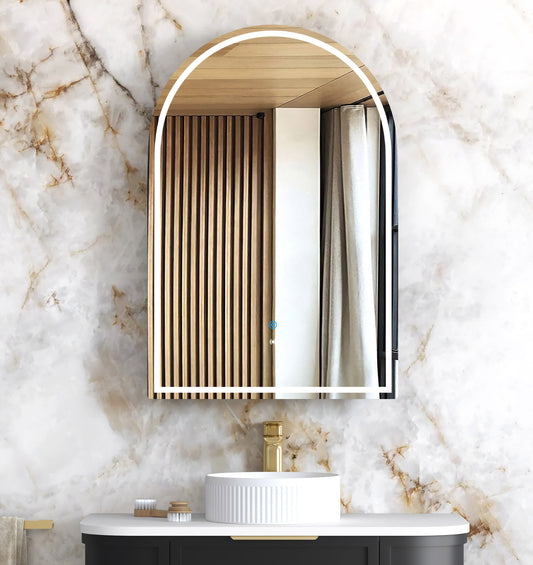 LED Archie 900x600 Black Oak Shaving Cabinet