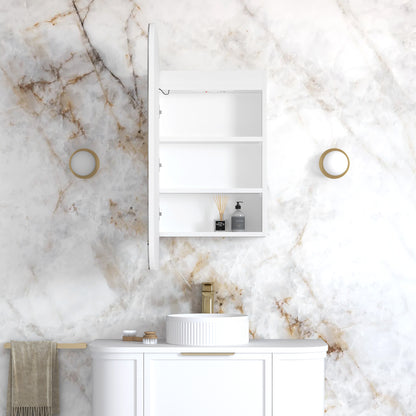LED Newport 900x450 White Shaving Cabinet Soft Square