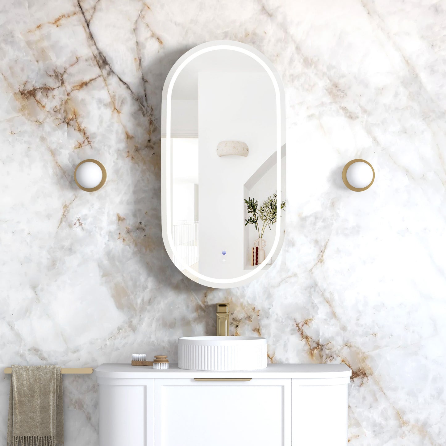 LED Noosa 900x450 White Shaving Cabinet - Premium Edition
