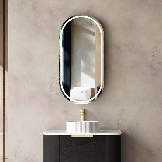 LED Noosa 900x450 Black Oak Shaving Cabinet - Premium Edition