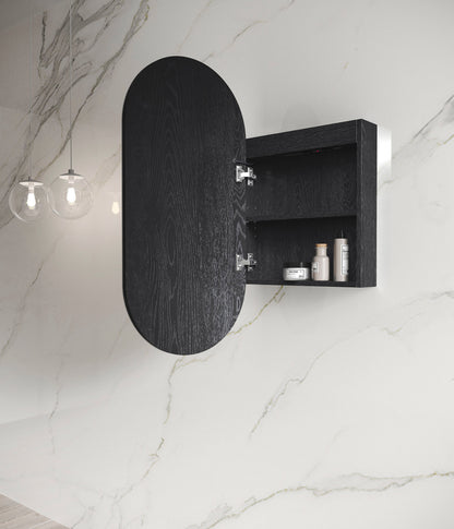 LED Noosa 900x450 Black Oak Shaving Cabinet - Premium Edition