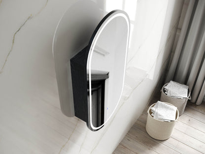 LED Noosa 900x450 Black Oak Shaving Cabinet - Premium Edition