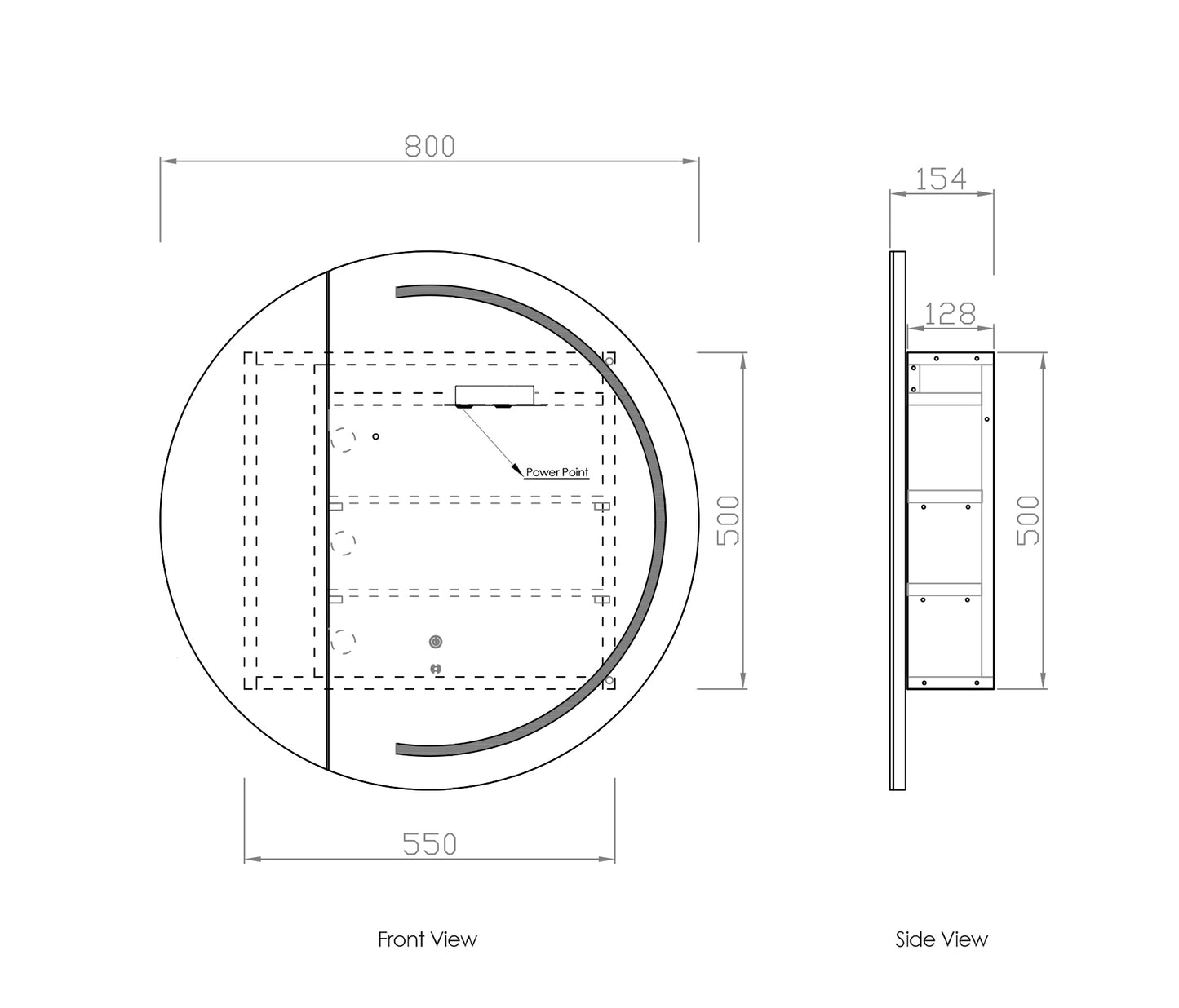 LED London 800mm White Shaving Cabinet - Premium Edition