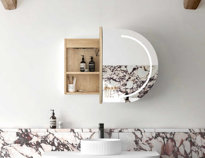 LED Bondi 900x600 Natural Oak Shaving Cabinet - Premium