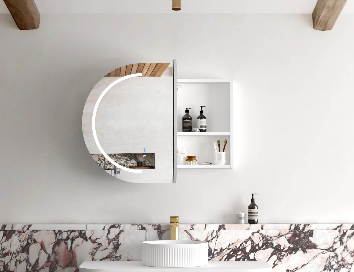 LED Bondi 900x600 White Shaving Cabinet - Premium